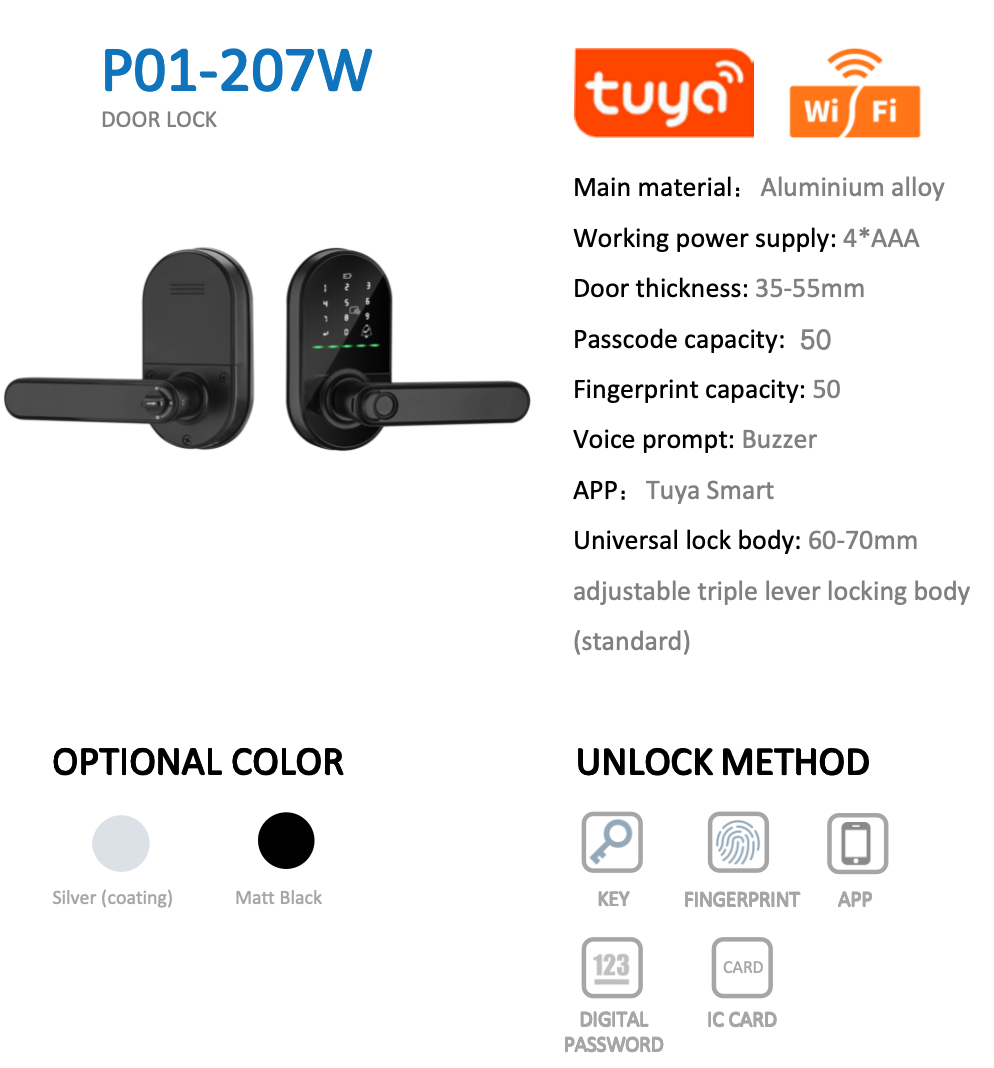 P01-207W Wi-Fi Door Lock