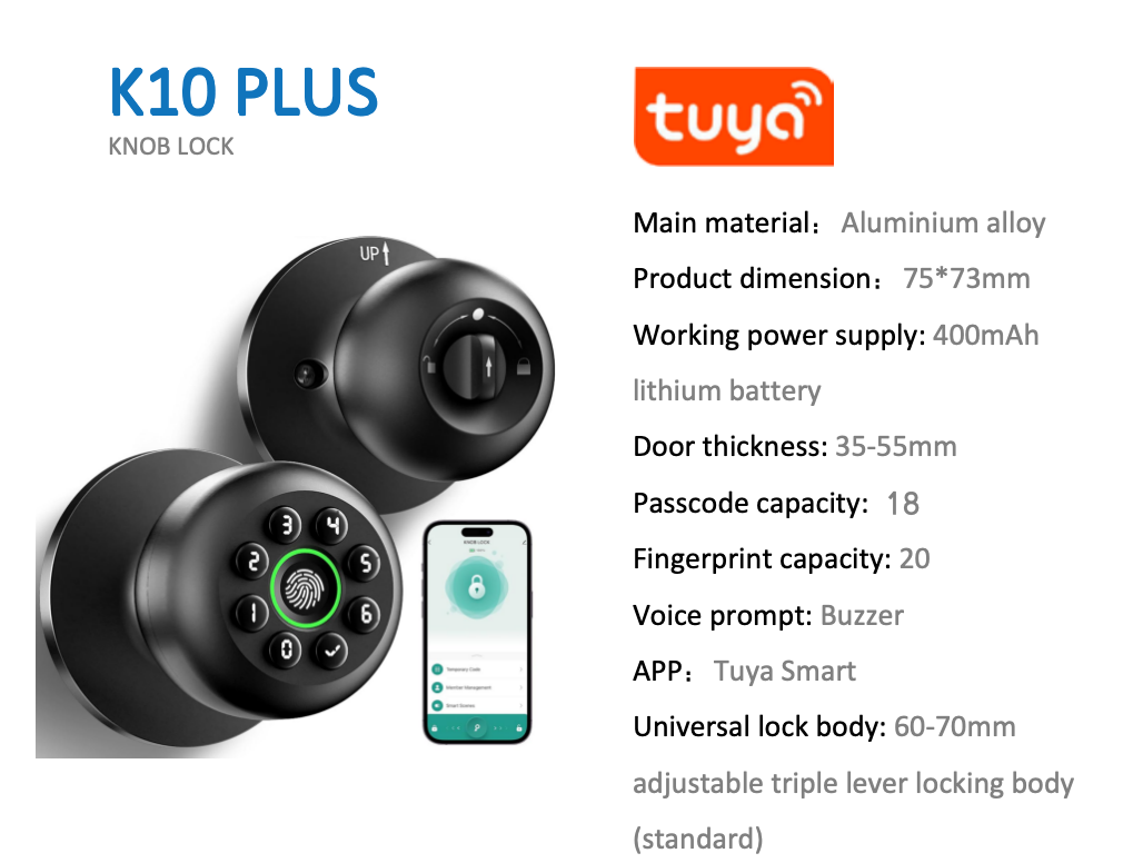 K10 Plus Smart Knob Lock